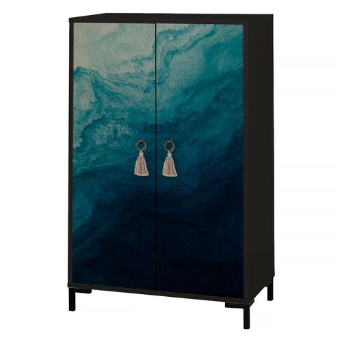 Buffet en MDF met 2 decoratieve deuren, motief oceaanblauw WALTER - vtwonen shop