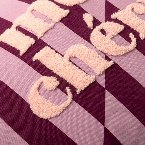 CHERIE - sierkussen 45x45 cm - gestreept - 100% katoen - Rosebud - roze