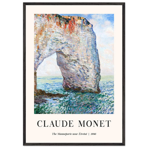 Artfulprints Poster met Lijst Claude Monet - The Manneport near Étretat   - 70x100 cm - Lichtblauw