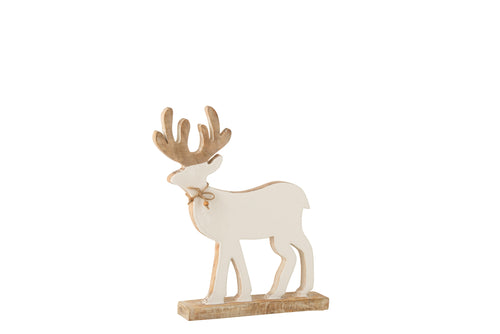 J-Line decoratie Rendier Op Voet - hout - wit - small