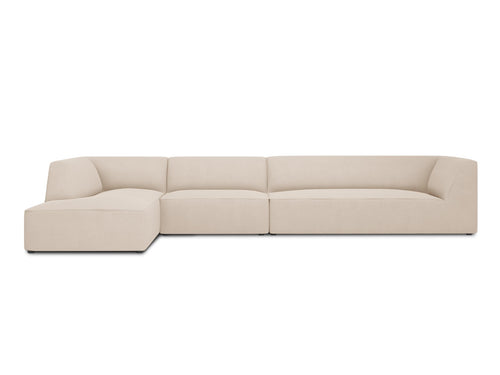 Micadoni linker hoekbank Ruby 5-zits, structurele stof, beige - 180x366x69cm