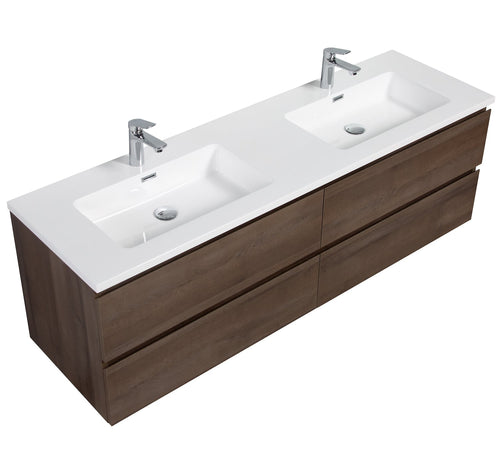 Badplaats Badkamermeubel Set Angela 160 cm – Bruin Eiken – Badmeubel met Wastafel