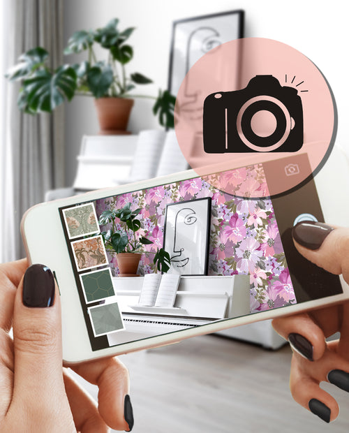 ESTAhome behang bloemen lila paars en olijfgroen - 50 x 900 cm - 131263 - vtwonen shop