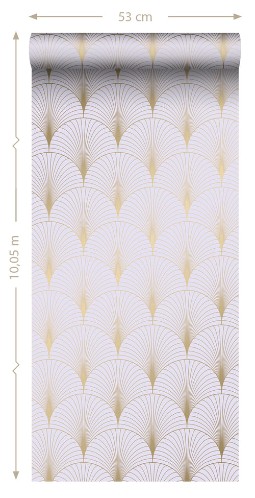 ESTAhome behang art deco motief lila paars en goud - 53 cm x 10.05 m - 139576