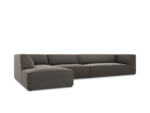 Micadoni linker hoekbank Ruby 5-zits, flueel, donkergrijs - 180x366x69cm