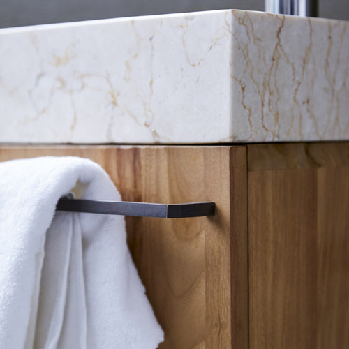 Tikamoon Wastafelmeubel van massief teakhout en crèmekleurig marmer - Beige