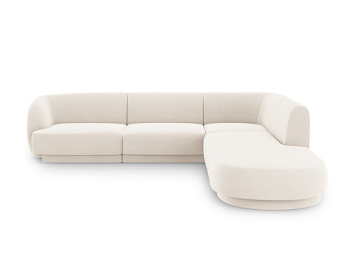 Micadoni rechter hoekbank Miley 6-zits, flueel, lichtbeige - 248x255x70cm