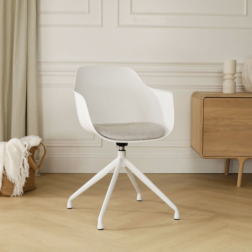 Nolon Nola-Liz Eetkamerstoel Wit - Lichtgrijs - Draaibaar - Wit - vtwonen shop
