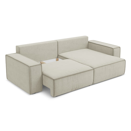 LaMiaSofa hoekbank rechts Livorno - textuurstof - lichtbeige - 257x148x82