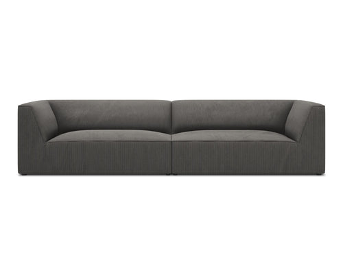 Micadoni Bank Ruby 4-zits, ribfluwelen, donkergrijs - 93x302x69cm