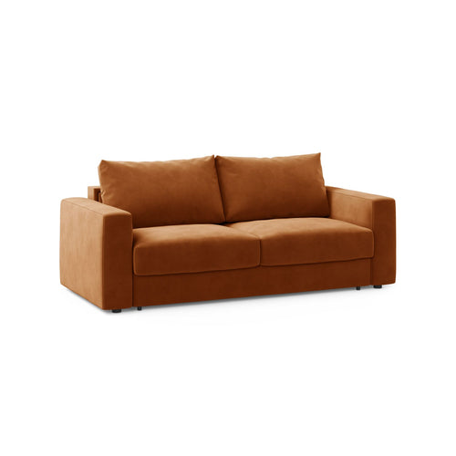 Cosmopolitan Design - Converteerbare bank Grena 3-zits, flueel terracotta - 100x205x90cm