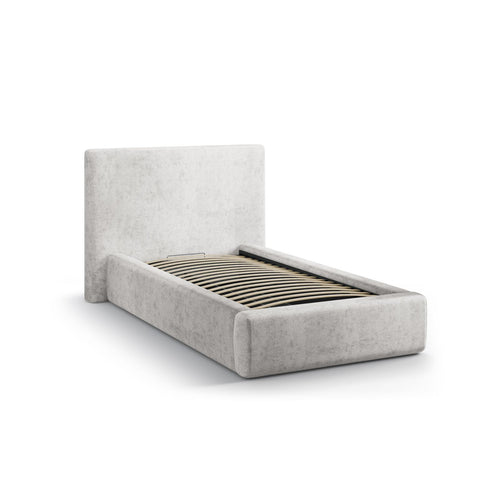 Cosmopolitan Design - Opbergbed met hoofdeinde Asti 90x200cm chenille lichtgrijs - 220x130x95cm