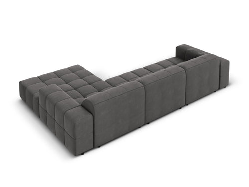 Cosmopolitan Design rechter hoekbank Chicago 4-zits, flueel grijs - 167x294x78cm