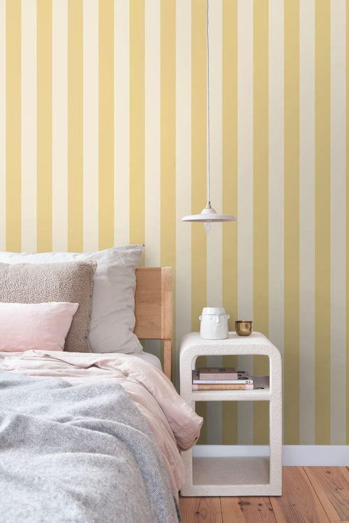 ESTAhome behang strepen geel en beige - 0.53 x 10.05 m - 132124