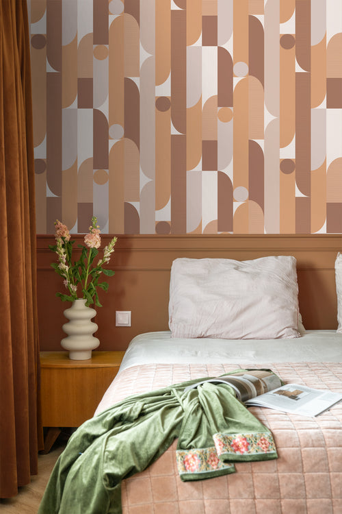 ESTAhome behang geometrische vormen lichtbruin - 50 x 900 cm - 131060 - vtwonen shop