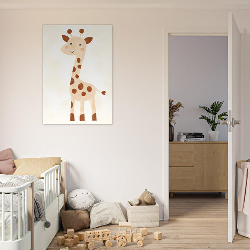 Artfulprints Poster Mama giraffe   - A4 21x29.7 cm - Geel