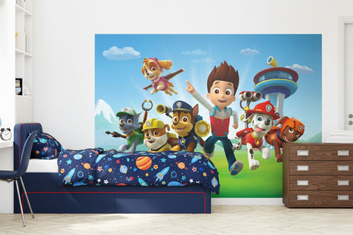 Sanders & Sanders fotobehang PAW patrol blauw, groen en rood - 252 x 182 cm - 600350