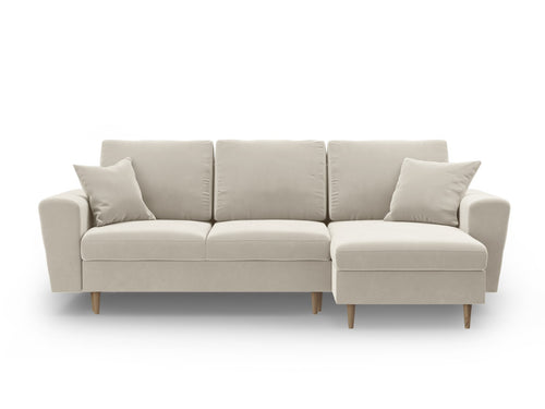 Cosmopolitan Design Omkeerbare converteerbare hoekbank met opbergdoos Kyoto 4-zits, flueel lichtbeige - 145x241x88cm