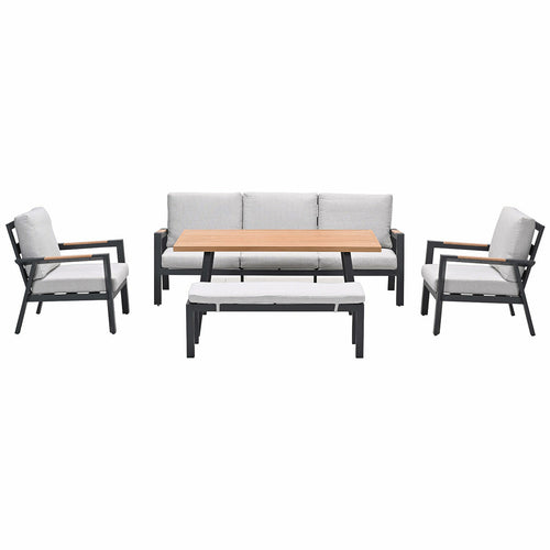 Garden Impressions lounge dining set Lissabon valley sand - 5-delig stoel-bank - vtwonen shop