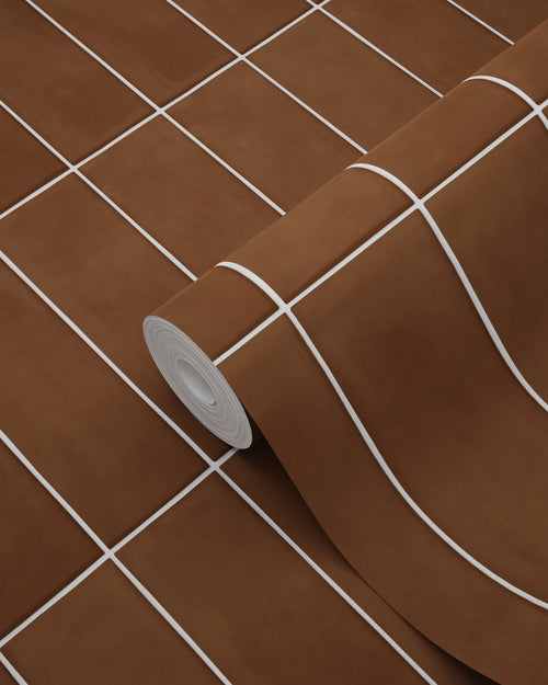 ESTAhome behang tegelmotief donkerbruin - 50 x 900 cm - 131533 - vtwonen shop