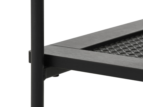 Rebellenclub Bijzettafel Berley - 45 x 45 cm - Zwart met Rattan