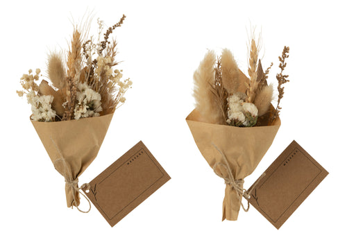 J-Line bundel Gedroogde Bloemen In Papier Wrap - jute - naturel - 2 stuks - vtwonen shop