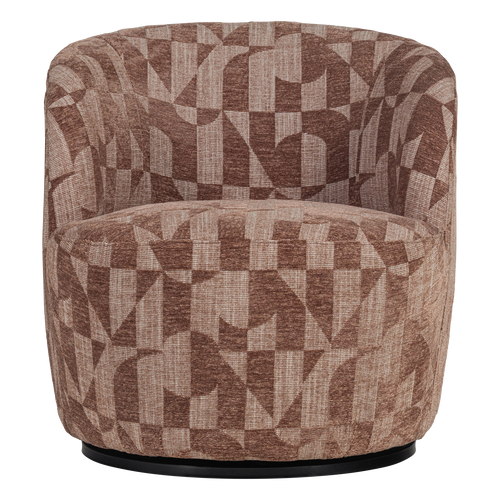 WOOOD draaifauteuil Serra - Grafisch Patroon - Oudroze - 68x70x77