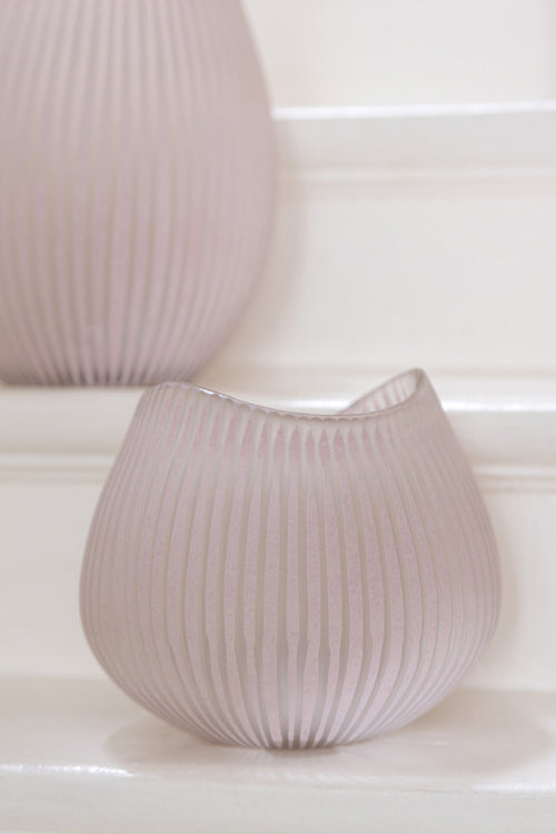 J-Line vaas Streep - glas - lichtroze - small -  Ø 22 cm