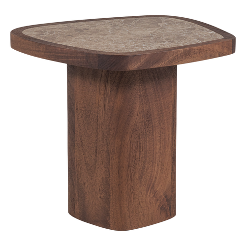 WOOOD bijzettafel Granu - Marmer/Mangohout - Bruin - 50x53x45