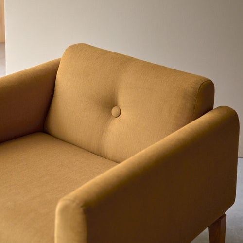 Tikamoon Fauteuil van massief eiken en mosterdgele stof - Mosterd