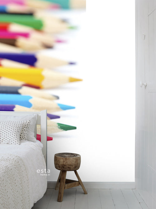 ESTAhome fotobehang kleurpotloden meerkleurig - 93 x 211.5 cm - 156504 - vtwonen shop