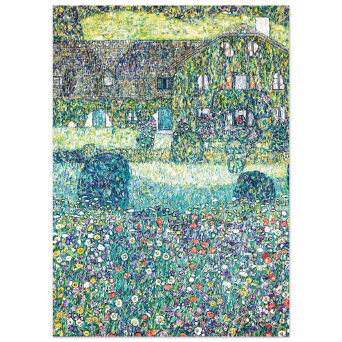 Artfulprints Poster Gustav Klimt - Country house by the Attersee   - 50x70 cm - Donkergroen