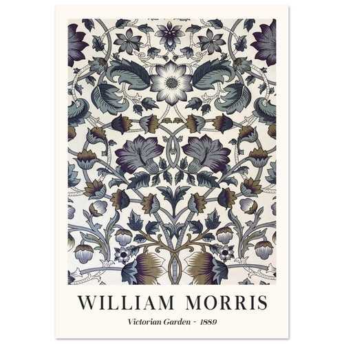 Artfulprints Poster met Lijst William Morris - Victorian garden 1889   - 70x100 cm - Grijs