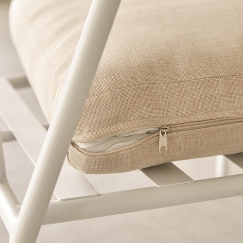 Tikamoon Tuinstoel van ecrukleurige stof en wit metaal - Beige