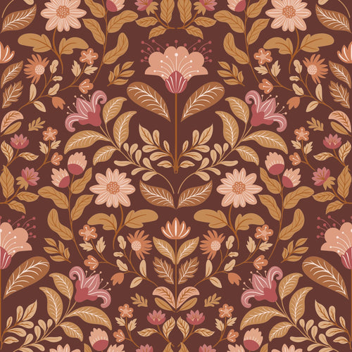 ESTAhome behang vintage bloemen mauve paars en groen - 50 x 900 cm - 131895