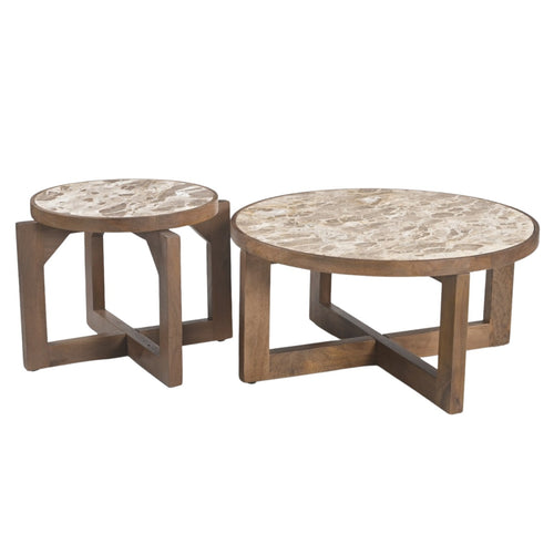DÉJA Living Salontafel Juuka - Donkerbruin Marmer - Ø80cm
