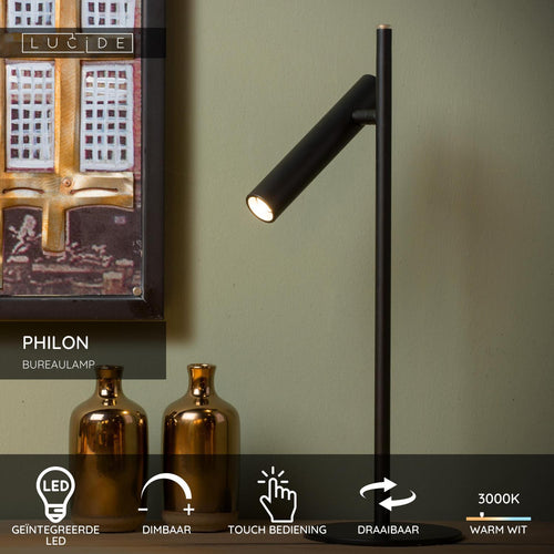 Lucide bureaulamp PHILON - Geïntegreerde LED - Zwart