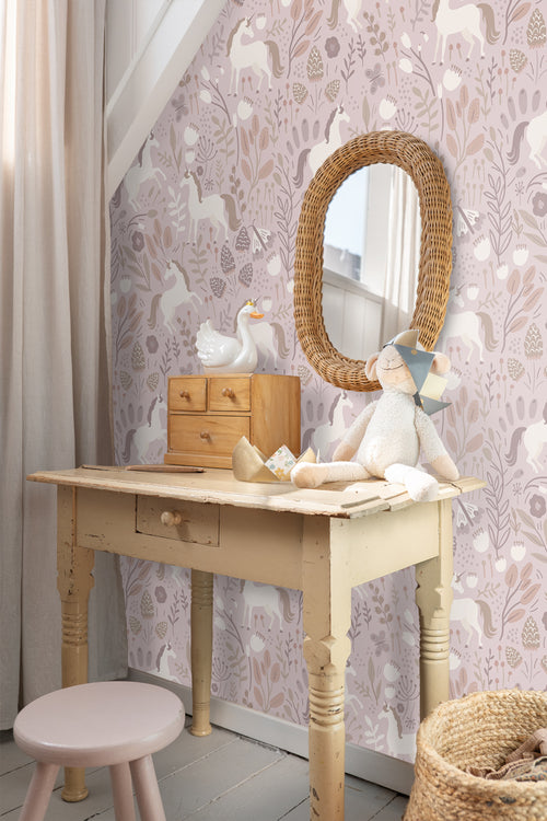 ESTAhome behang unicorns mauve paars - 53 cm x 10.05 m - 131232 - vtwonen shop
