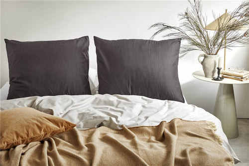 Walra - Kussensloop Crispy Cotton - 2x 80x80 cm - Antraciet
