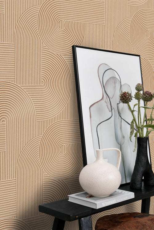 Origin Wallcoverings behang grafisch 3D motief licht terracotta - 53 cm x 10.05 m - 348016 - vtwonen shop