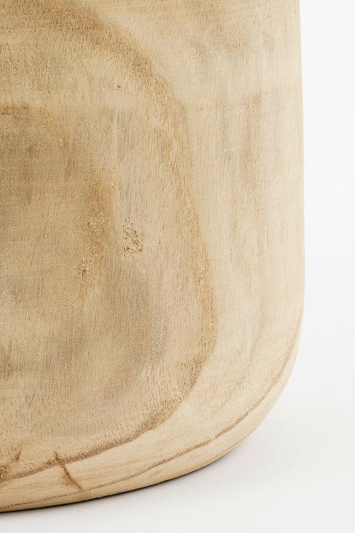 Mica Decorations Pia Bloempot - H16 x Ø19 cm - Paulownia Hout - Lichtbruin