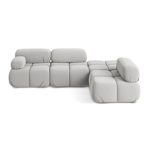 LaMiaSofa hoekbank rechts Sanremo - velours - zilver - 285x190x70