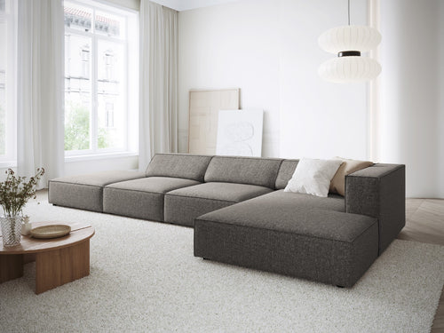 Cosmopolitan Design rechter hoekbank Arendal 5-zits, chenille, grijs - 166x341x70cm