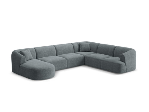 Cosmopolitan Design Modulaire panoramische hoekbank rechts Campi 7-zits, ribfluwelen donkergrijs - 255x330x70cm