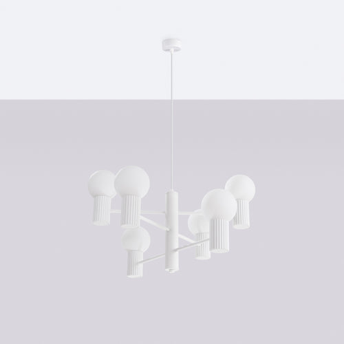 Sollux Lighting Kroonluchter HALO 6 wit - 64x64x230cm