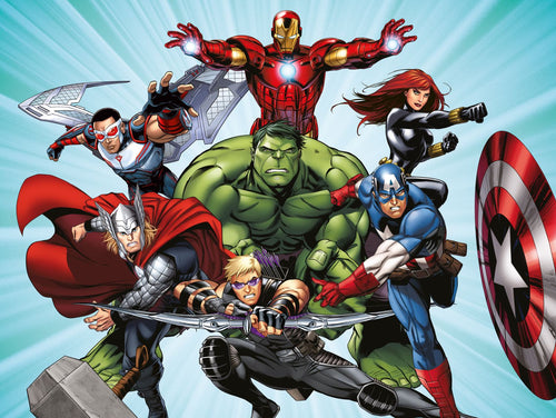 Sanders & Sanders fotobehang The Avengers blauw, groen en rood - 375 x 270 cm - 601037