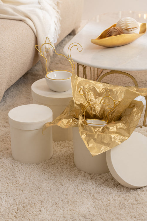 J-Line doos Rond Plat - fluweel/papier - wit - 3 stuks - vtwonen shop