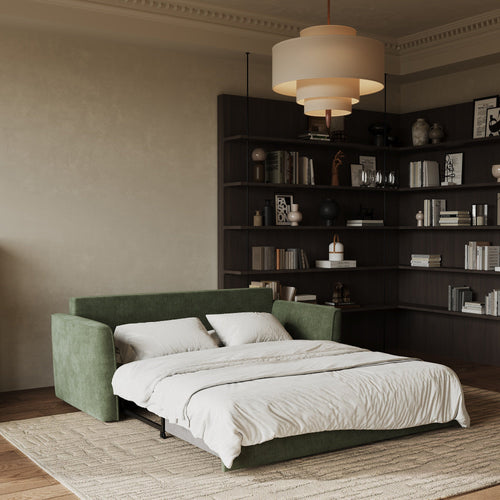 Sia Home - Rechte bank LUXO - Zacht aanvoelende geweven stof - Kaki groen - 180cm