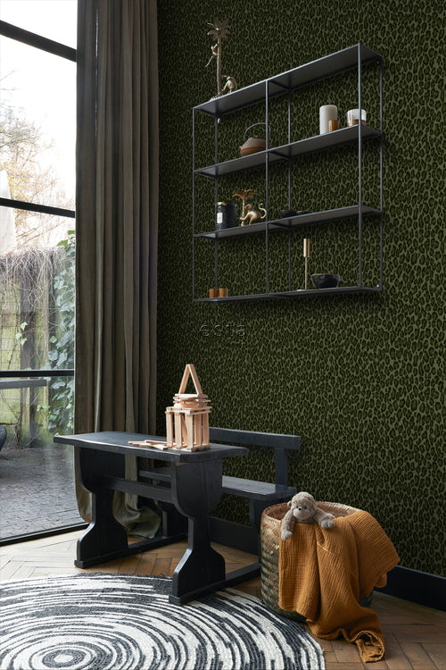 ESTAhome behang panterprint donkergroen - 53 cm x 10.05 m - 139153