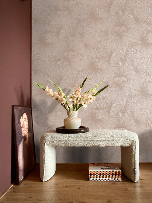 Origin Wallcoverings behang 3D-motief bladeren oudroze - 53 cm x 10.05 m - 348009